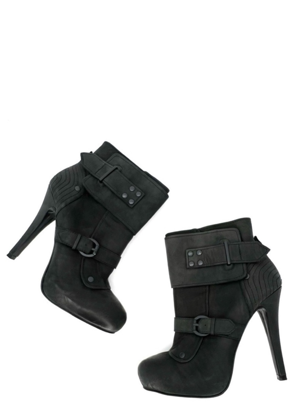 Ash Egoist Heeled Booties Moto Biker Black Leather Euro Size 39.5= US 9-9.5 EUC